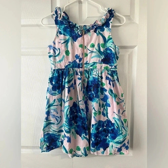 Lilly Pulitzer GIRLS GEORGINA DRESS Pink Tropics Tint Sweet Pea Blue 14 - Picture 4 of 6